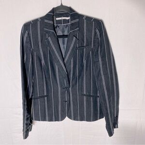 Vintage Tommy Hilfiger Black White Pinstripe Linen Blazer 8
